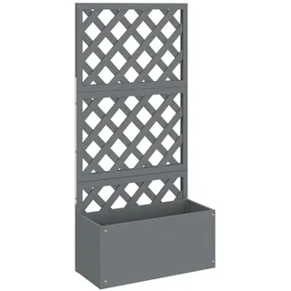 vidaXL Blumenkasten mit Rankgitter Grau 65x33x135 cm WPC