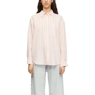 Hemdbluse COMMA, Damen, Gr. 46, light pink, Web, Obermaterial: 87% Viskose, 13% Polyamid, gestreift, regular fit normal, ohne Ausschnitt, Manschette, Blusen Hemdbluse, mit Streifen Muster