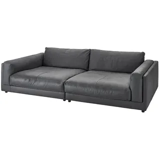 Kawola Big Sofa Raina Anthrazit Leder , Anthrazit, Schwarz , Echtholz , Füllung: Komfortschaum , 254x85x150 cm , Wohnzimmer, Sofas & Couches, Sofas, Bigsofas