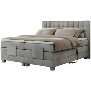 MKS Meble Boxspringbett 200 x 200 cm H4 Hellgrau