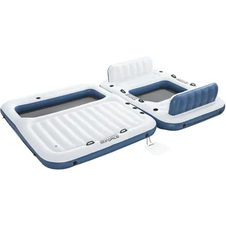 Bestway Aufblasbare Badeinsel Pool Party 269 x 182 x 67 cm – XXL Schwimminsel für 8 Personen, 400 kg Tragkraft, 8 Getränkehalter, Rückenlehnen, Inflata-Shield Material, Clasp 'N Go verbindbar