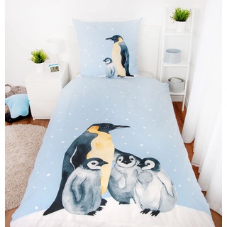 Herding Bettwäsche Set mit Pinguin 135 x 200 cm 80 x 80 cm 100% Baumwolle