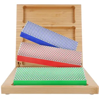 DMT Diamond WhetstoneTM Diamant Schleifstein in Holzbox 6" Set Grob, Fein, Extrafein, Messerschärfer in Profiqualität, 15cm Wetzstein für Messer und Werkzeuge, Made in USA, W6EFC
