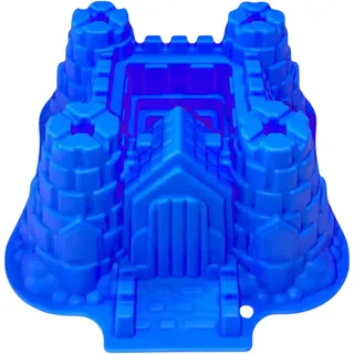 GMMH Silikonbackform XXL Burg Schloss Form (Dunkelblau), Antihaft Kuchenform Kuchen Backform Brotbackform Obstbodenform