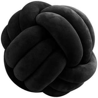 SZETOSY Knotenkissen, geknoteter Ball, Überwurfkissen, rund, Plüsch, Dekoration, Kissen für Sofa, Bett, Schlafzimmer, 25 cm, Schwarz