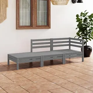 GartenmöBel Set,3-TLG. Garten-Lounge-Set Grau Massivholz Kiefer FüR Garten, Terrasse, AußEnbereich, Balkon - Grau