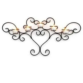 DanDiBo Wandteelichhalter Metall Schwarz Wandkerzenhalter Teelichthalter 63cm , 32 cm , Dekoration, Kerzen & Kerzenhalter, Teelichthalter
