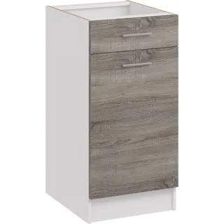 Roe Furniture | Küchenunterschrank 40 cm - DunkelSonoma - Dunkelbraun - 1 Schubladen - 1 Tür - Ohne Arbeitsplatte - Unterschränke Küche - Küche - DS41 - Dunkelbraun