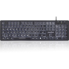 Perixx PERIBOARD-317 Tastatur mit Hintergrundbeleuchtung, LED, weiß, USB, kabelgebunden, Full-size, große Buchstaben, italienisches QWERTY-Layout