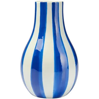Ambia Home Vase , Blau, Weiß , Keramik , bauchig , 26 cm , zum Stellen, auch für frische Blumen geeignet , Dekoration, Vasen, Keramikvasen