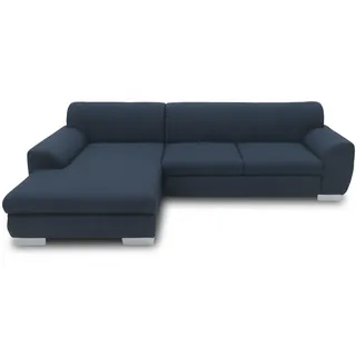 DOMO. collection Ecksofa Nika, Sofa mit Schlaffunktion in L-Form, Eckgarnitur, moderne Polsterecke, Eckcouch, Schlafsofa, 277 x 156 x 78 cm (BxTxH), blau