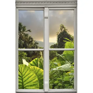 Queence Wandsticker »Regenwald« Wandsticker, Wandbild, selbstklebend, 3D, Fenster, grün