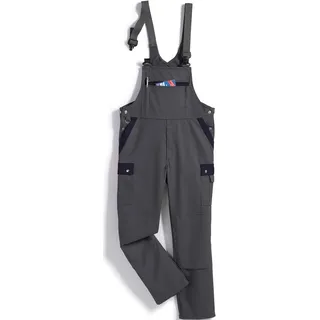 BP Profil 1844-720-153 Latzhose - Stretch-Hosenträger - Verstellbarer Bund - Taschen für Knieschoner - 65% Polyester, 35% Baumwolle - Kurze Passform - Größe: 25 - Farbe: dunkelgrau/dunkelblau