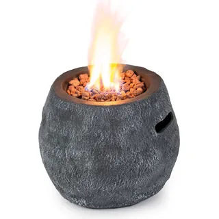 Blumfeldt Andros Gas-Feuerstelle, Feuerschale, Heizstrahler & Feuerstellen 40.000BTU/13kW Feuerstelle mit , Edelstahlbrenner, Heizstrahler Gas,grau-weiß