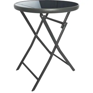 Klappbarer Bistrotisch Balkontisch Garten Terrasse Glastisch rund  60 cm