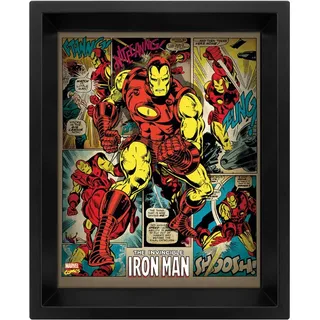 Pyramid International Iron Man 10x8 Gerahmtes 3D Poster, PET und Tinte Wird der Rahmen aus PS, Mehrfarbig, 29 x 25 x 5 cm