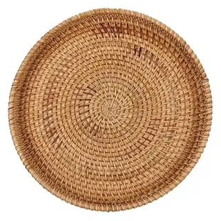Amosfun Handgeflochtenes Rundes Rattan Tablett 11.81 Zoll Serviertablett Rund Korb Geflochten FüR Obst Brot Und KüChe Dekoratives AufbewahrungsbehäLter Aus Korbgeflecht