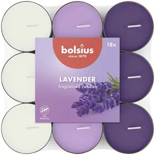 Bolsius - Duftteelichter in drei Farben - Lavendel - 144 Stück - Natürliche Extrakte – Enthält Veganes Wachs – Ohne Palmöl