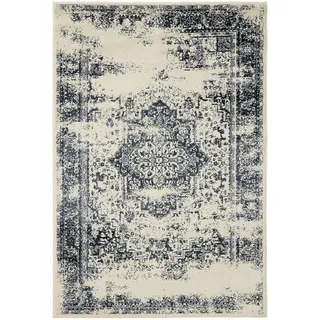 benuta Vintage-Teppich, Creme, Blau, Kunststoff, Vintage, Rechteckig 200x300 cm - Kunstfaser - , im Style: Orient Style - pflegeleicht, Teppiche - Creme/Blau