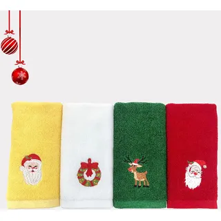Smavles Weihnachts Handtücher 4 Pcs Weihnachtshandtücher Handtücher Badezimmer Geschirrtücher Bestickte Weihnachten Muster Küchentuch Weihnachtshandtuch Weihnachtsdekoration