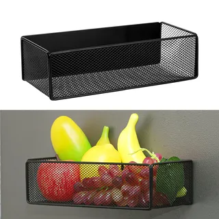 MICHIHOMIE Gewürzregal Magnetisch, Magnet Regal Kühlschrank Maximale Belastung 2.5 KG, Magnet Ablage Anti-Rost für Gewürze, Gläser, Getränke, Schwarz