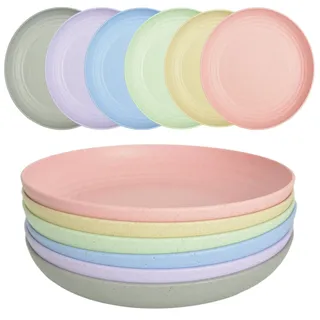 JSYMJSY Tiefe Teller 25 cm Bunt 6er Set