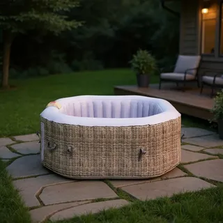 Mobiler (aufblasbarer) Whirlpool Belatrix Luxury 125 Rattan - Schwarz, Grau