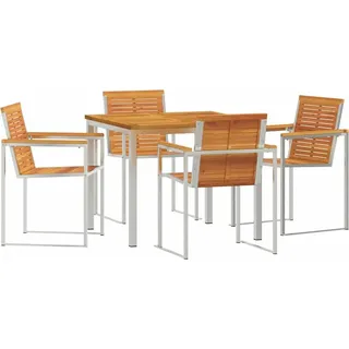 vidaXL Garten Essgruppe 5 stk. Massives Akazienholz und Edelstahl - Braun
