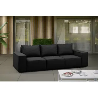 Gartensofa Loungesofa Sofa 3-Sitzer GARDENT wetterfester Stoff NXL Schwarz - Schwarz