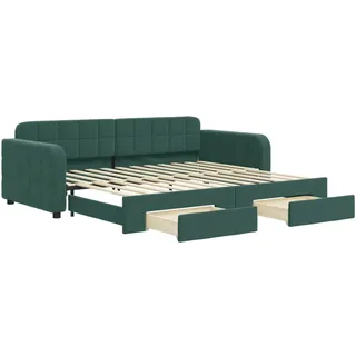 vidaXL Tagesbett Ausziehbar mit Schubladen Dunkelgrün 90x200 cm Samt - Grün