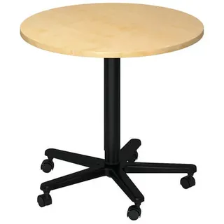 Venda Stehtisch , Schwarz, Ahornfarben , Metall, Holzwerkstoff , 80x72-114x80 cm , Fsc, DIN EN ISO 14001 , höhenverstellbar , Büromöbel, Schreibtische, Stehtische