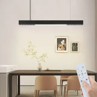 ZMH LED Pendelleuchte Esstisch Hängelampe Dimmbar Schwarz,Esstischlampe mit Fernbedienung Hängeleuchte 150CM Höhenverstellbar Esszimmer Wohnzimmer Bür - Schwarz