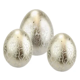 Deko-Ei Osterei Tischdeko Gartendeko Osterdeko Osterfigur Frühlingsdekoration Oster-Ei Eier Ostern Dekoration Deko für Kränze Osterkränze Blumen Frühlingsdekoration, champagner, gold, 3er Set
