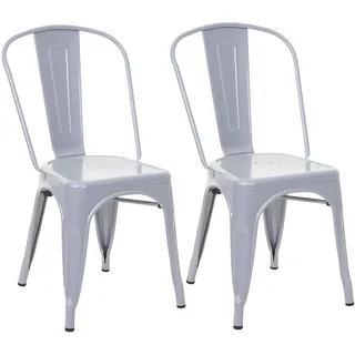 Mendler Bistrostuhl HWC-A73 Metall grau 2er Set