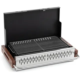 FANTASK Klappbarer Holzkohle Tischgrill mit 2 Höhen (62 x 43.5 x 6.5 cm)