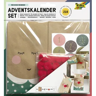 Folia Adventskalender Set RED Nose REINDEER, 216-teilig