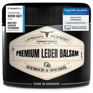 URBAN FOREST Lederpflege mit Bienenwachs & Avocado-Öl 250ml für Auto Sofa Couch Möbel Jacke Motorradbekleidung Handtaschen Ledercouch Schuhe Sattel für Pferde Lederfett - Premium Leder Balsam