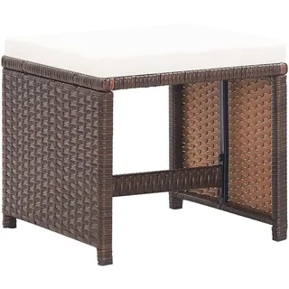 vidaXL Gartenhocker 4 Stk. mit Kissen Poly Rattan Braun - Braun