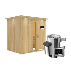 KARIBU Sauna »Kircholm«, inkl. 3.6 kW Saunaofen mit externer Steuerung, für 3 Personen - beige