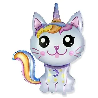 Caticorn Einhorn Katze blau ca. 70 cm Luftballons Folienballon Party DekorationGeburtstag