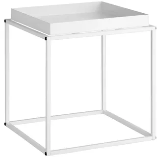 tectake Beistelltisch Cambridge,40 x 40 x 44 cm,weiß , Metall , Beton Optik , 40x44x40 cm , Wohnzimmer, Wohnzimmertische, Beistelltische