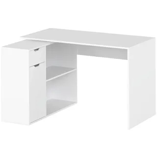 Homcom HOMCOM-Eckschreibtisch-Spanplatte-120L x 96B x 75H cm-Weiß - Weiß