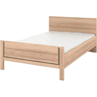 Musterring Holzbett Sorrent, Bettgestell, Bettrahmen, teilmassiv Eiche (MADE IN GERMANY), Eiche teilmassiv, Liegehöhenverstellung, Stollenfußteil braun 140 cm x 220 cm