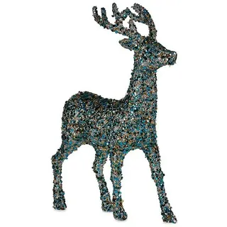 Krist+ Dekoration Rentier, 15 x 45 x 30 cm, blau, goldfarben, Kunststoff