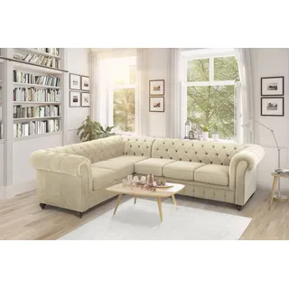 Home Affaire »Duc Ecksofa L-Form« hochwertige Knopfheftung im Rücken, Samtoptik mit changierender Optik,