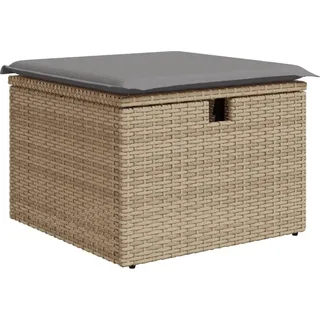 SYFAXTM Gartenhocker mit Kissen Beige 55x55x37 cm Poly Rattan - Beige