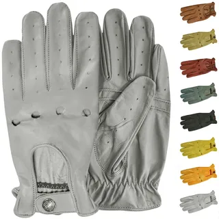 German Wear, Herren Driving Autofahrer-Handschuhe Lederhandschuhe, Größe:8=M, Farbe:Grau
