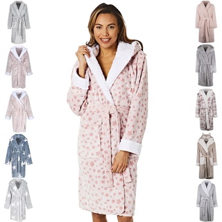 Light & Shade Pretty Woman PWB7065 Damen Koralle Supersoft Fleece Morgenmantel Bademantel, Rosa, L/XL