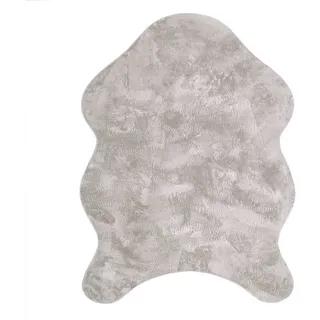 Paco Home Fellteppich »Pelt 640« fellförmig 16 mm Höhe Kunstfell, Fellform Weich Einfarbig rutschfest grau 100x200 cm Fell-form