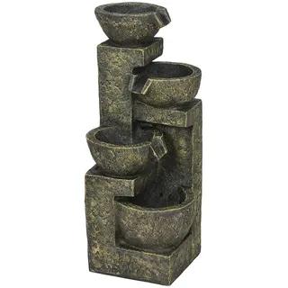 Outsunny Gartenbrunnen, Kunstharz, Schwarz , Kunststoff , 24x60x25 cm , Dekoration, Gartendeko